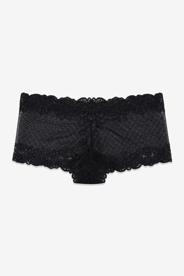 Kadın 3'lü Dantelli Boxer Külot (FARKLI DANTEL SEÇENEKLERİ) siyahekruvizon - L/XL