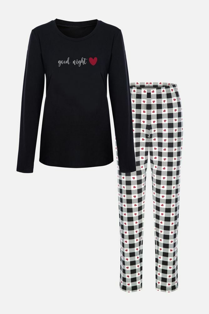 Kadın Ekose Desenli Pamuklu Likralı Pijama Takımı Çok Renkli - M - Çok Renkli - M
