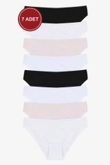 Kadın 7'li Desenli Jakarlı Pamuklu Külot 11089-4 - S/M - 11089-4 - S/M