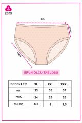 Kadın 3'lü Desenli Jakarlı Pamuklu Yüksek Bel Bato 2059-5 - 2XL