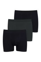 Erkek 3'lü Pamuklu Likralı Boxer Siyah - 2XL - Siyah - 2XL