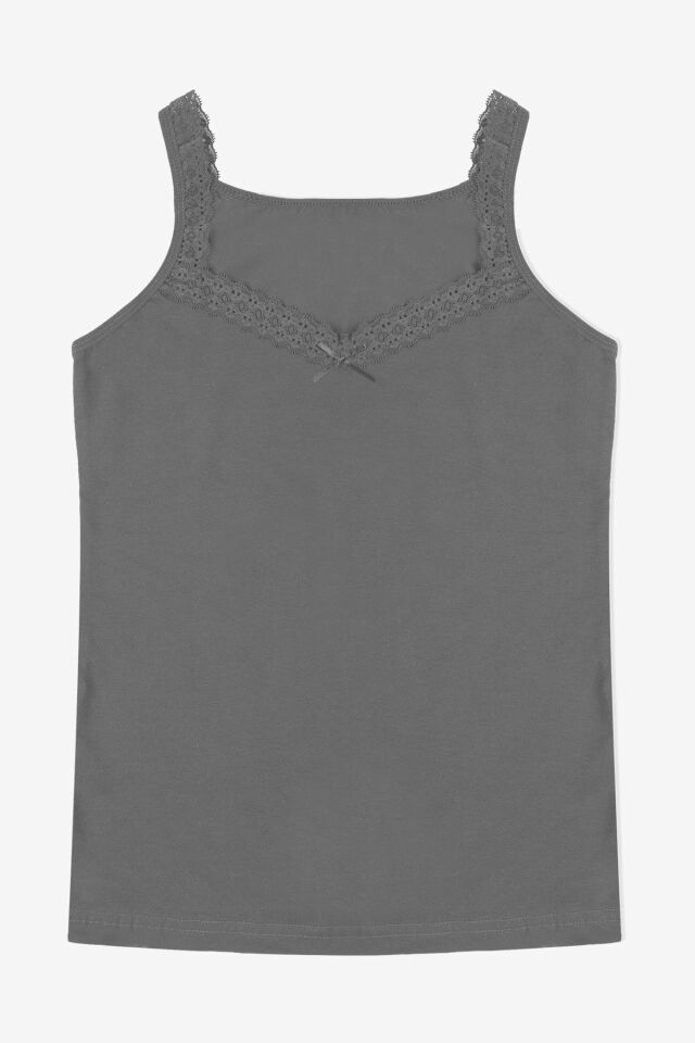 Kadın Dantel Detaylı Atlet Lacivertgri - L/XL