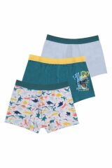Erkek Çocuk Pamuklu Uzay Baskılı 3'lü Boxer 3053-17 - 7-9 Yaş