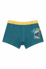 Erkek Çocuk Pamuklu Uzay Baskılı 3'lü Boxer 9- 11 Yaş - Gri - Yeşil