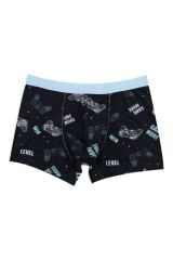 Erkek Çocuk Pamuklu Uzay Baskılı 3'lü Boxer 9- 11 Yaş - Gri - Yeşil
