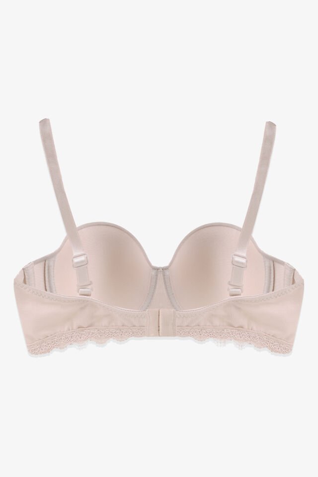 2'Lİ PAKET - Kadın Dolgusuz Mikro Straplez Sütyen 80B - Siyah-Ten