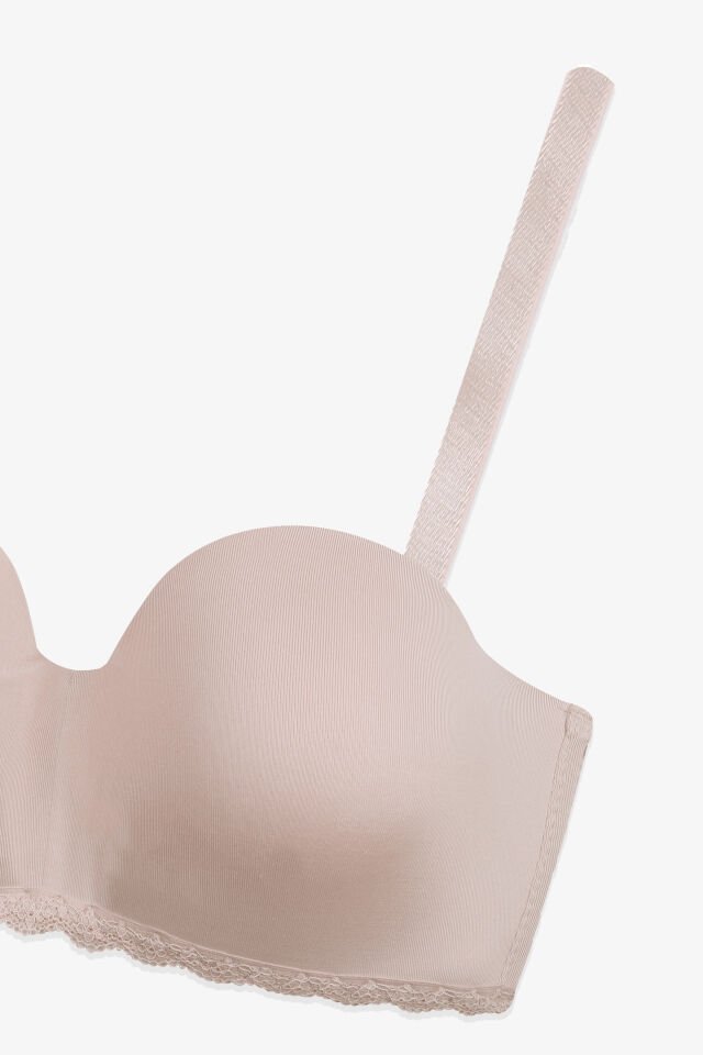 2'Lİ PAKET - Kadın Dolgusuz Mikro Straplez Sütyen 80B - Siyah-Ten