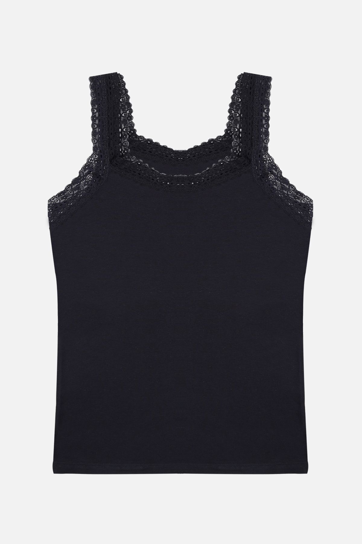 Kadın 2'li Dantel Askılı Atlet Sıyah - 2XL