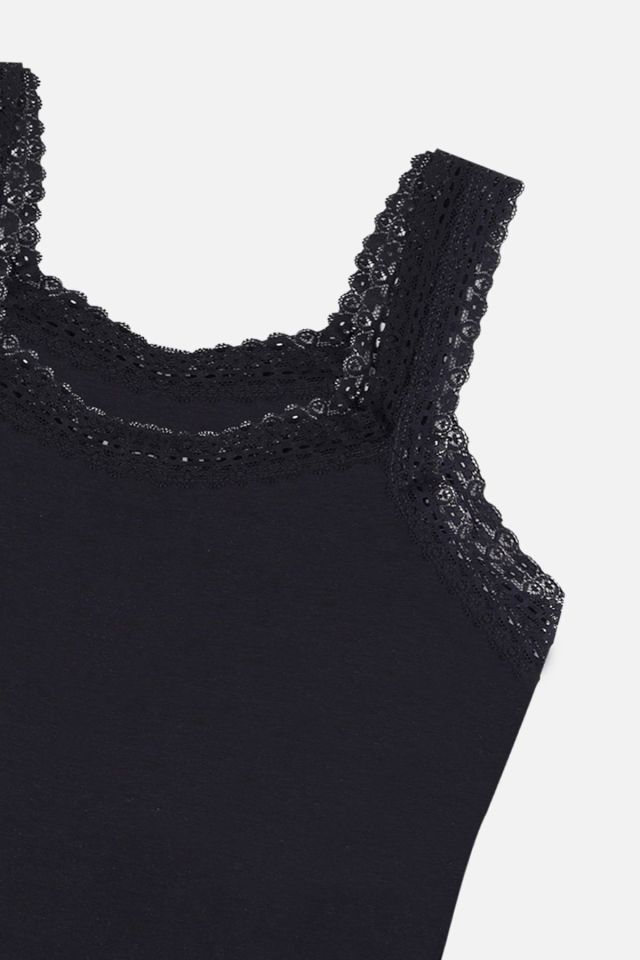 Kadın 2'li Dantel Askılı Atlet Sıyah - 2XL