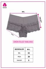 Kadın 3'lü Dantelli Boxer-külot siyahbordovizon - M - siyahbordovizon - M