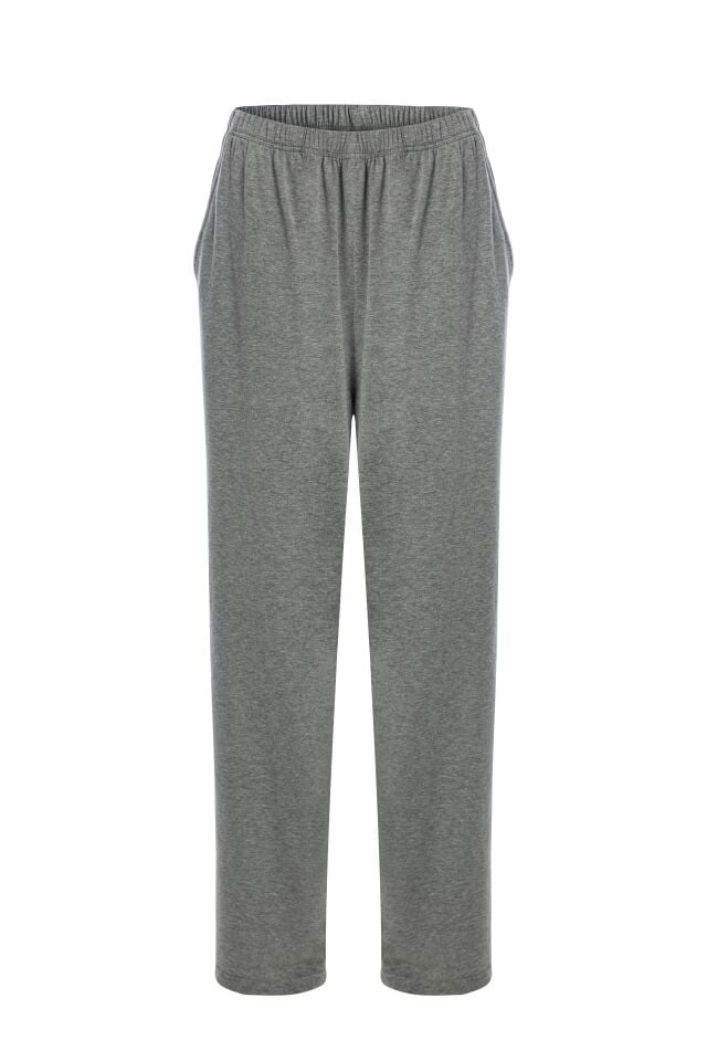 Erkek Pamuklu  2'li Tek Alt Pijama Gri - Siyah - 2XL