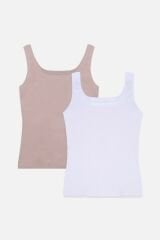Kadın  2'li Kalın Askılı Kaşkorse Atlet Tenbeyaz - L/XL - Tenbeyaz - L/XL