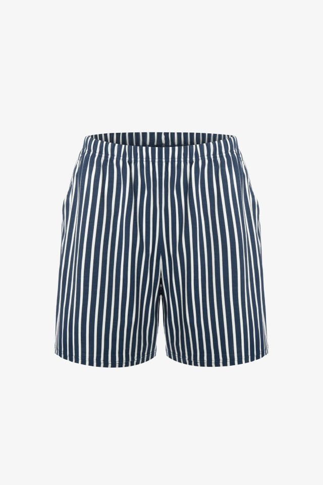 Erkek Pamuklu Mavi Baskılı Cepli Şort Pijama Takımı XL - Mavi - Beyaz