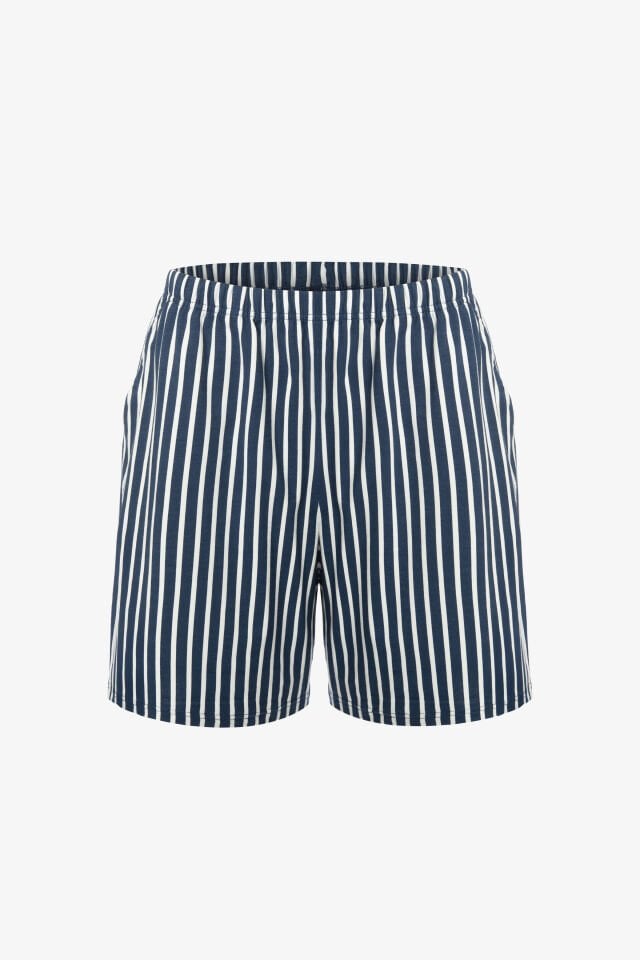 Erkek Pamuklu Mavi Baskılı Cepli Şort Pijama Takımı 2XL - Mavi - Beyaz