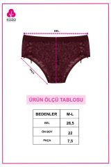 Kadın 3'lü Dantelli Yan Dekolteli Külot Siyahbeyazbordo - M - Siyahbeyazbordo - M