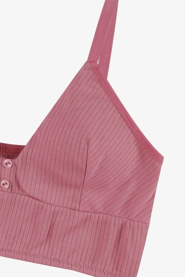 Kadın Fitilli Düğme Detaylı Büstiyer 80573 Kiremit - 80