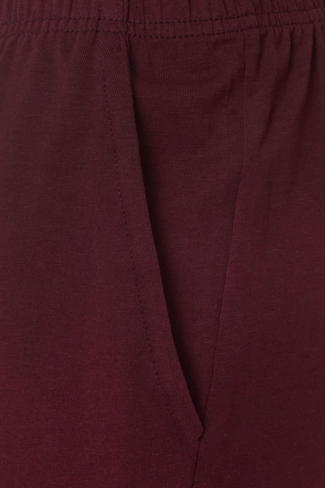 Erkek Kısa Kollu Pamuklu Gömlek Yaka Düğmeli Biyeli Pijama Takımı S - Bordo