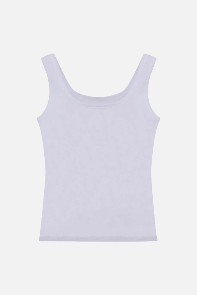 Kadın 2'li Kalın Askılı Likralı Atlet Beyaz - L/XL