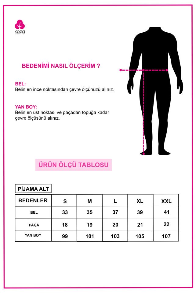 Erkek Pamuklu Ekose-Lacivert 2'li Tek Alt Pijama XL