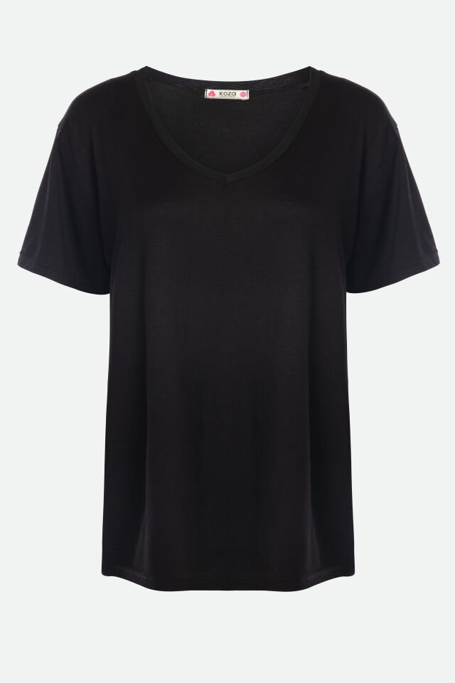 Kadın Viskon V Yaka Kısa Kollu Curve Pijama Takımı 2XL - Siyah