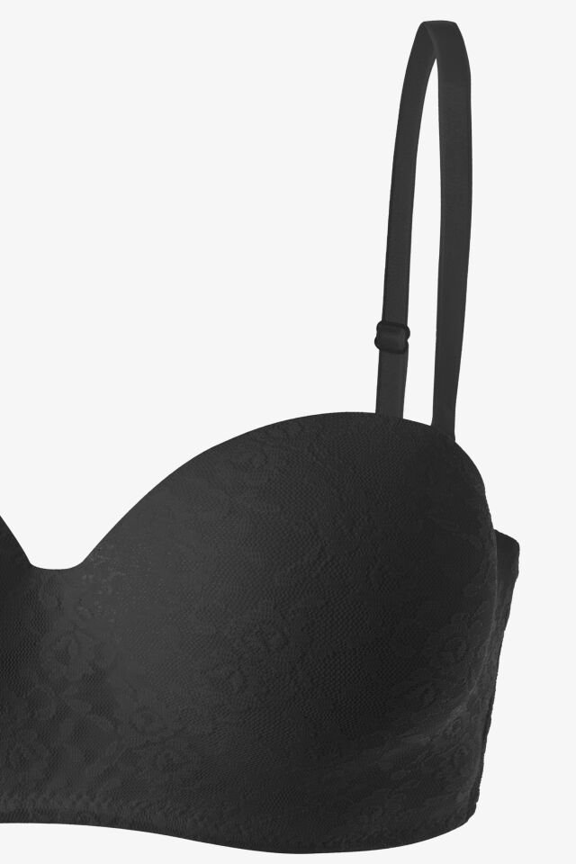 Kadın Dolgusuz Lez Dantelli Desteksiz Straplez Sütyen Bebe Mavi - 95B