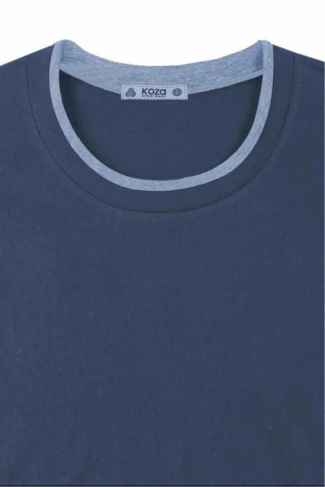 Erkek Double Yaka Şortlu Pijama Takımı KO6304TS-2 İndigo - XL