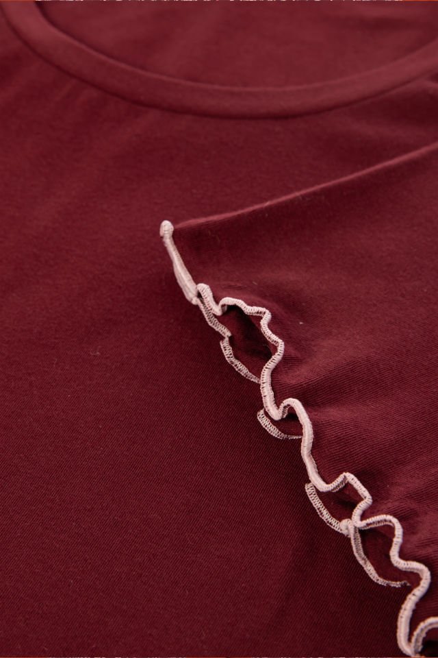Kadın Pamuklu Alt Desenli Curve Pijama Takımı 4XL - Bordo - Kahve