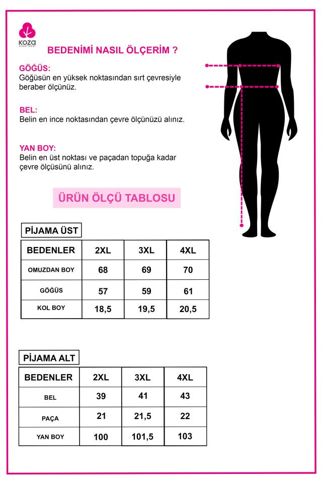 Kadın Pamuklu Alt Desenli Curve Pijama Takımı 4XL - Bordo - Kahve