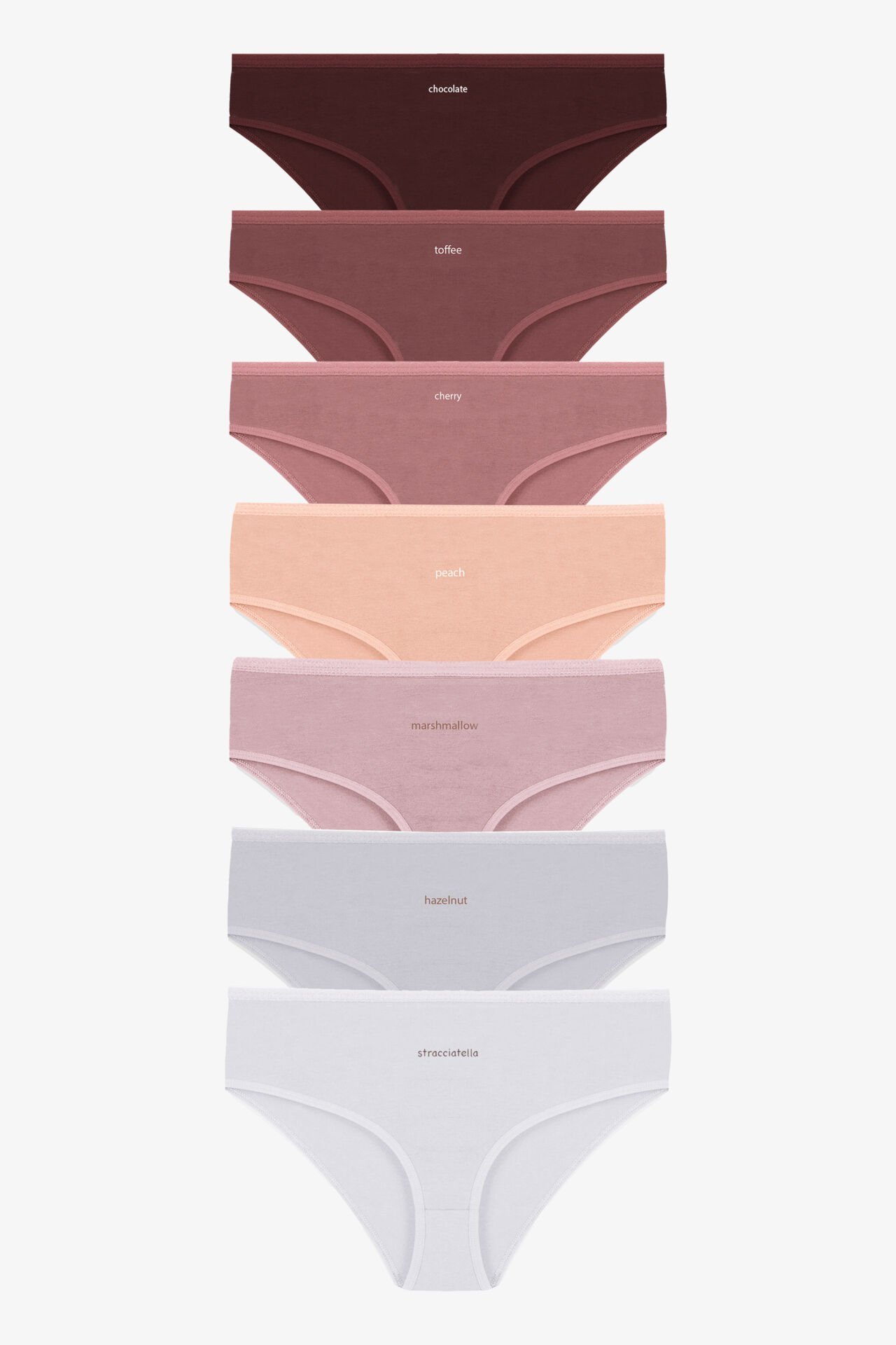 Kadın 7'li Curve Pamuklu Likralı Bato Külot Kahverengi -  Ekru - 4XL