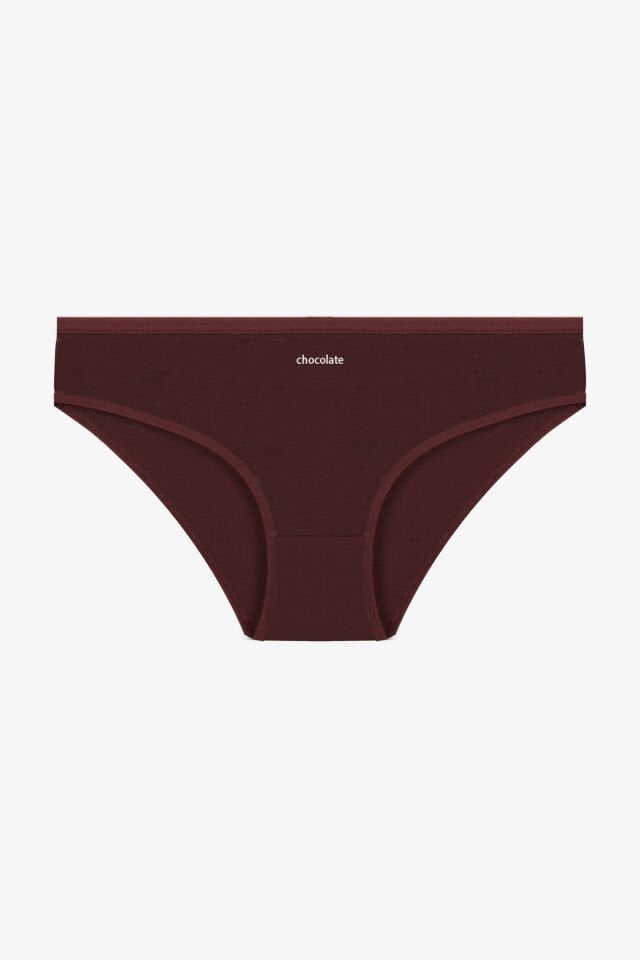 Kadın 7'li Curve Pamuklu Likralı Bato Külot Kahverengi -  Ekru - 4XL