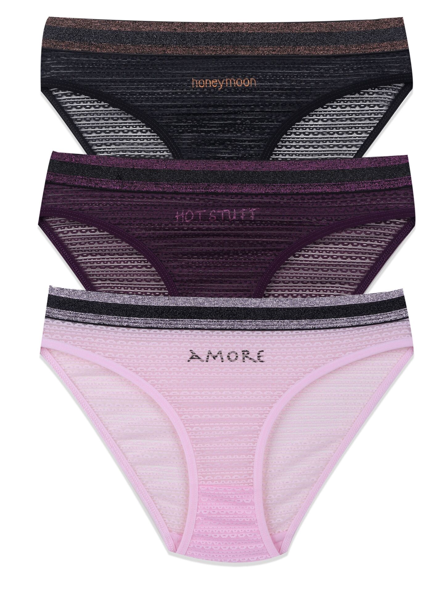 Kadın 3'lü Dantelli - Baskılı Külot M-L