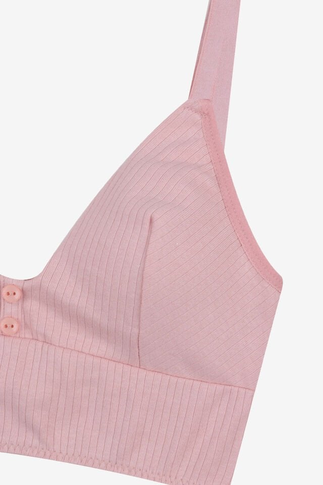 Kadın Fitilli Düğme Detaylı Büstiyer 75 - Pastel