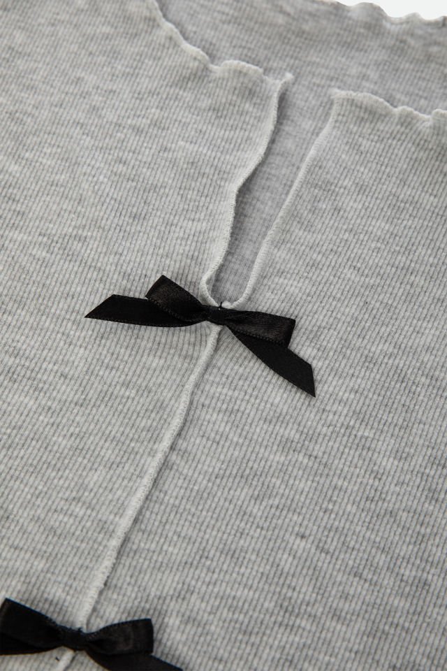 Kadın Pamuklu 3'lü Gri Melanj Fiyonklu Kaşkorse Pijama Takımı XL - Gri - Siyah