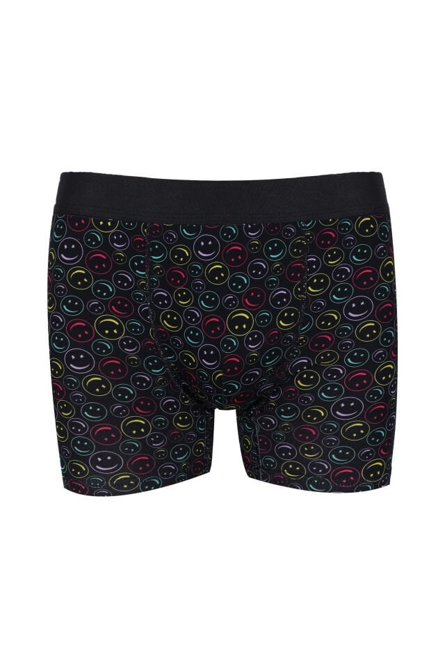 Erkek Tekli Desenli Pamuklu Boxer 2XL - Siyah - Sarı
