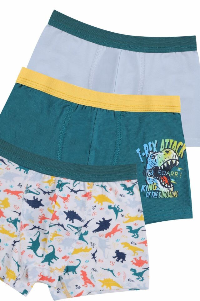Erkek Çocuk Pamuklu Uzay Baskılı 3'lü Boxer 3053-17 - 5-7 Yaş