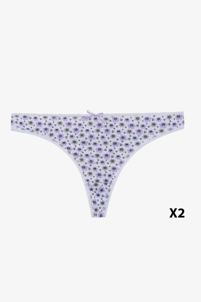 Kadın 3'lü Pamuklu Desenli Tanga 11030-10 - S/M