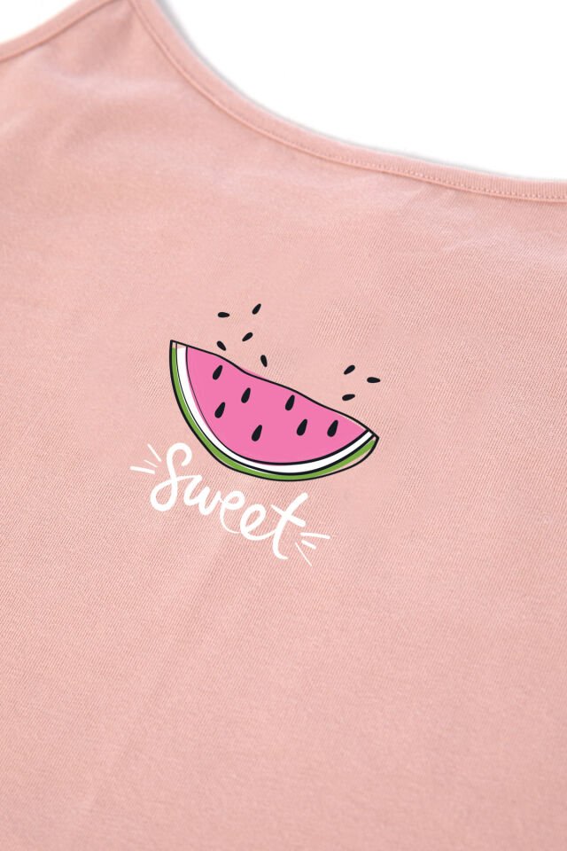 Kadın Pamuklu Çizgili Desenli İp Askılı Şortlu Pijama Takımı KO7203Ş-2 Yavruağzı - XL