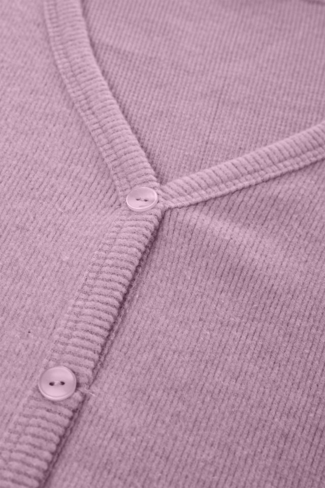 Kadın Soft Touch Kaşkorse Düğme Detaylı Pijama Takımı XL - Gül Kurusu