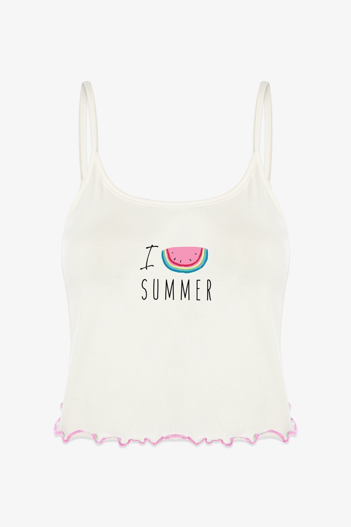 Kadın Pamuklu Karpuz Desenli Şortlu Pijama Takımı KO70126 Karpuz Desen - S