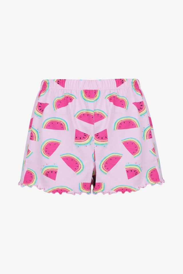 Kadın Pamuklu Karpuz Desenli Şortlu Pijama Takımı KO70126 Karpuz Desen - S