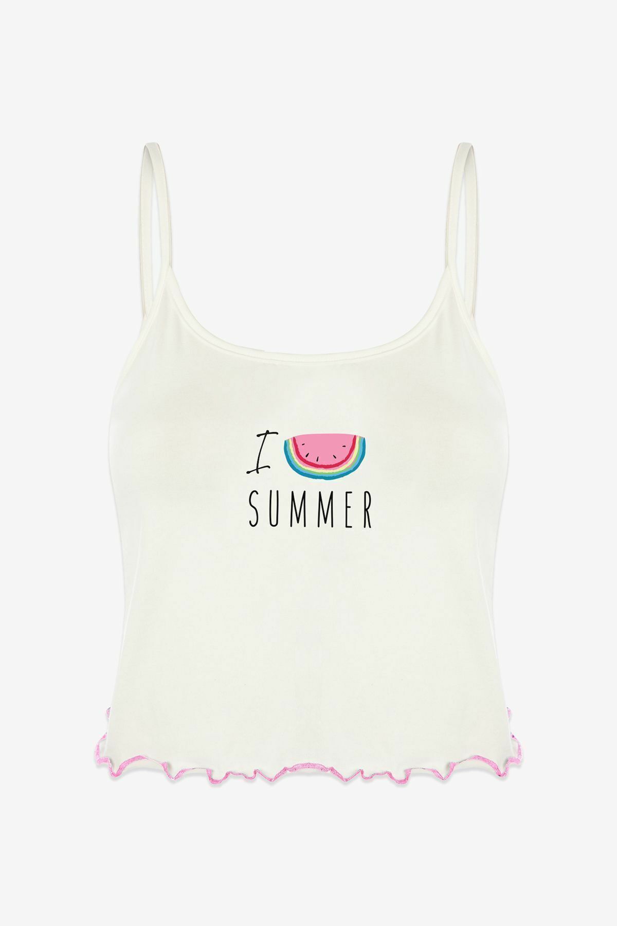 Kadın Pamuklu Karpuz Desenli Şortlu Pijama Takımı KO70126 Karpuz Desen - M