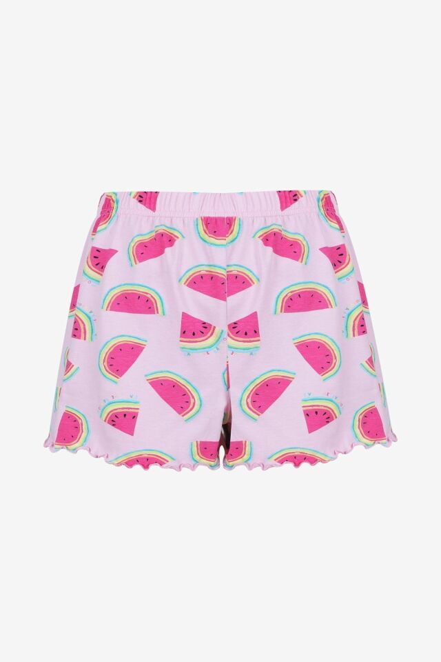 Kadın Pamuklu Karpuz Desenli Şortlu Pijama Takımı KO70126 Karpuz Desen - M