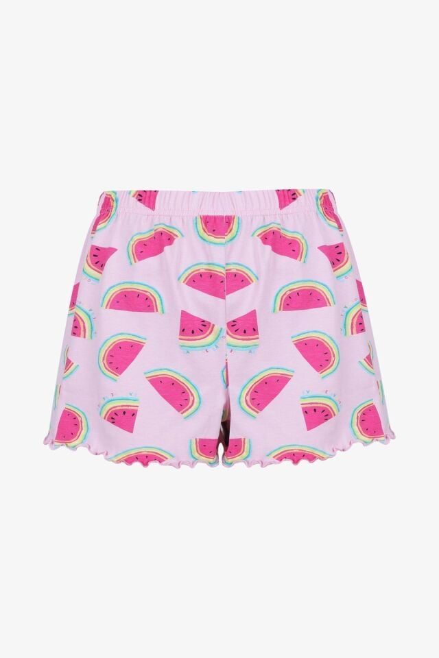 Kadın Pamuklu Karpuz Desenli Şortlu Pijama Takımı KO70126 Karpuz Desen - XL