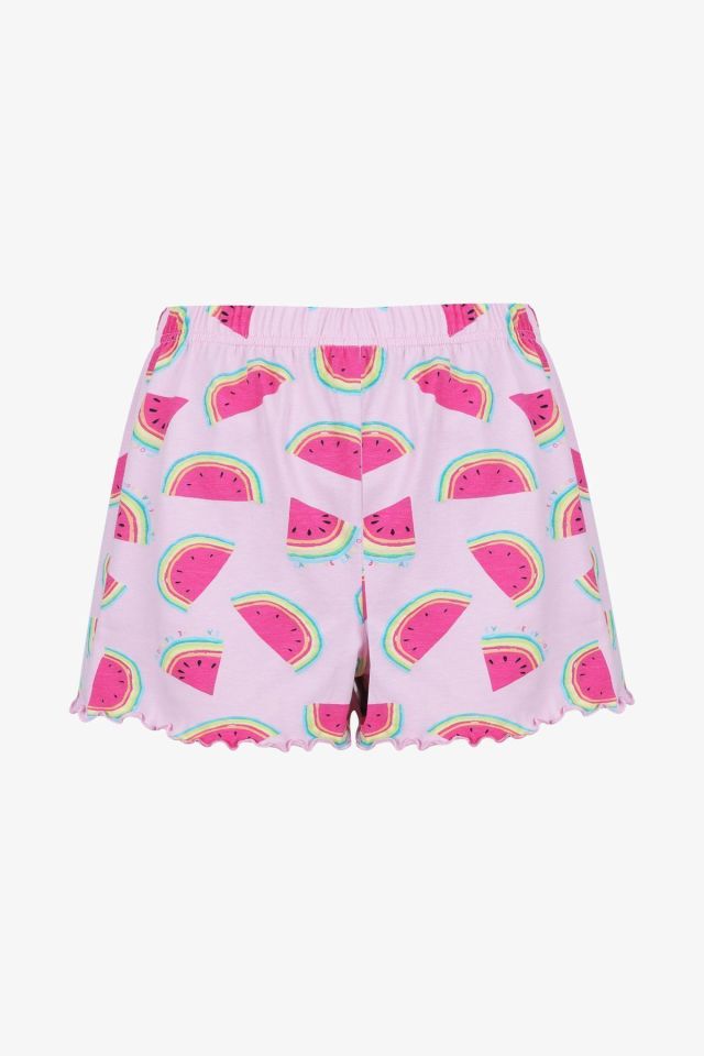 Kadın Pamuklu Karpuz Desenli Şortlu Pijama Takımı KO70126 Karpuz Desen - L