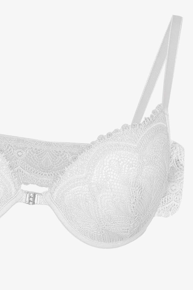 Kadın Yarım Dolgulu Önden Açılabilir Dantelli Sütyen Takım 75B - Beyaz