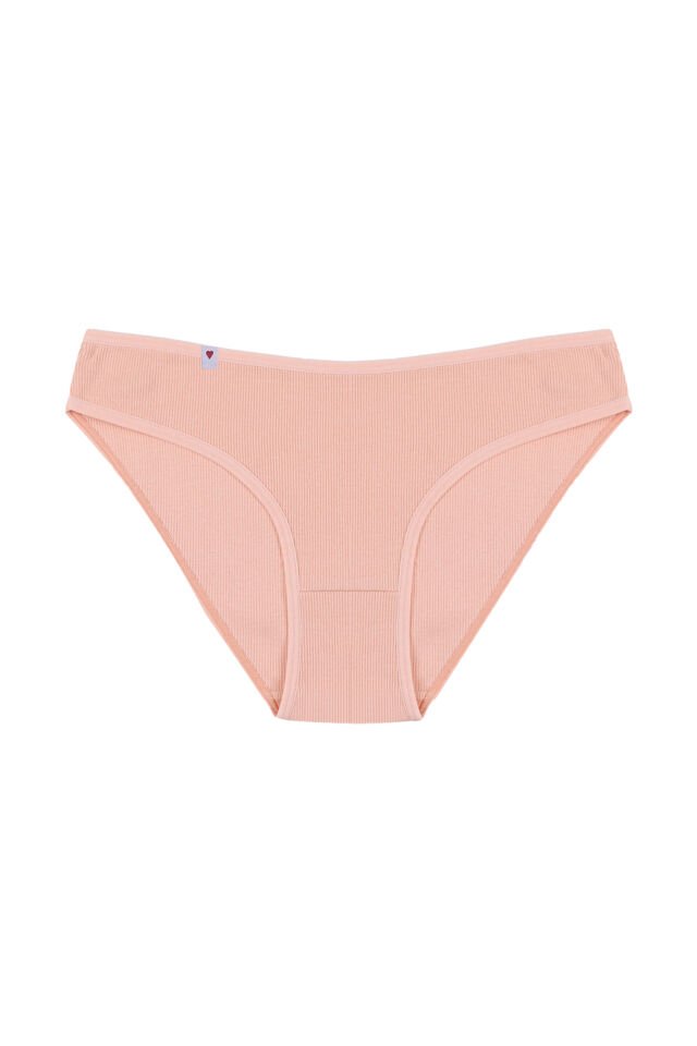 Kadın Külot 5 li Pamuklu Etiket Detaylı Fitilli Ribana S - M