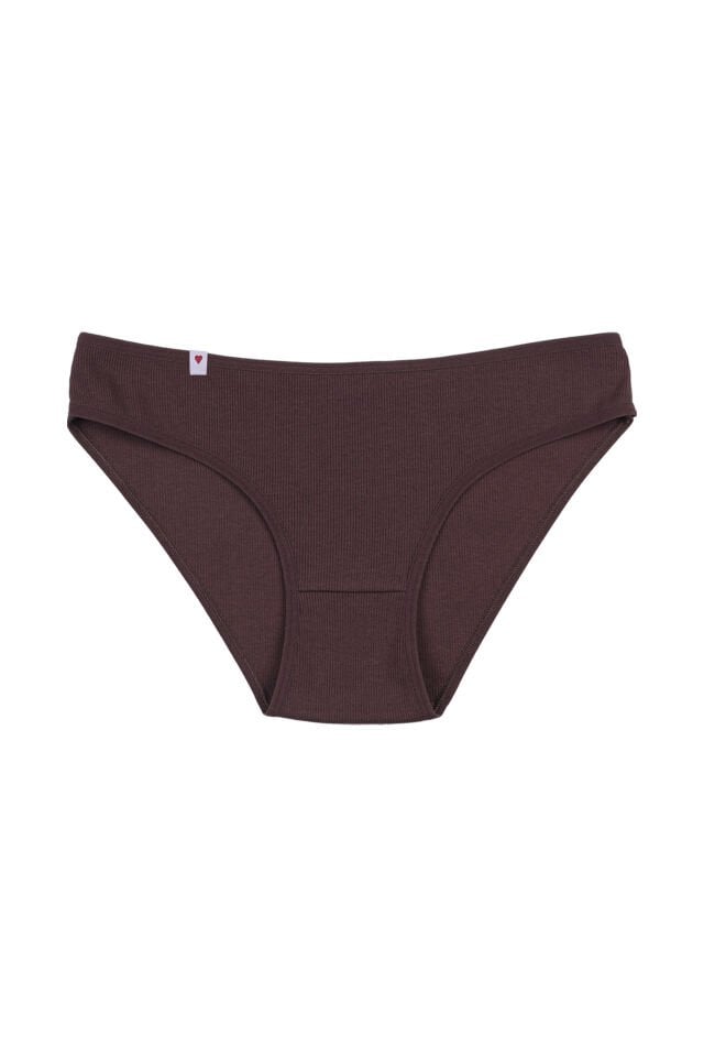 Kadın Külot 5 li Pamuklu Etiket Detaylı Fitilli Ribana L - XL