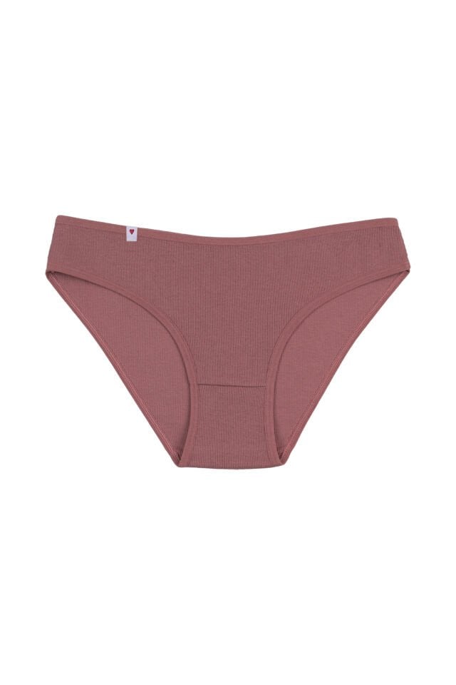 Kadın Külot 5 li Pamuklu Etiket Detaylı Fitilli Ribana L - XL