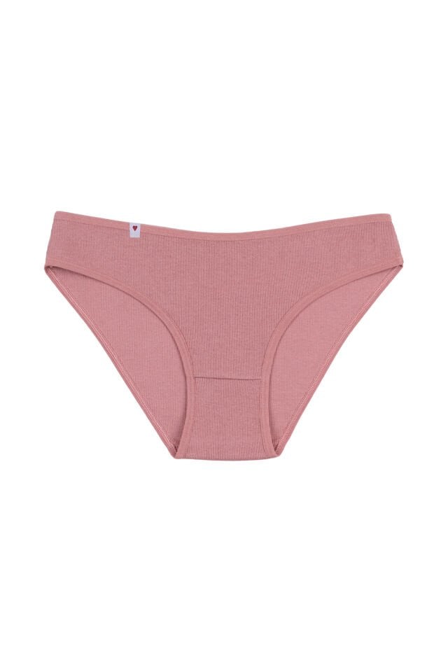 Kadın Külot 5 li Pamuklu Etiket Detaylı Fitilli Ribana L - XL