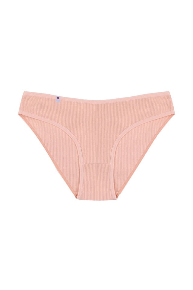 Kadın Külot 5 li Pamuklu Etiket Detaylı Fitilli Ribana L - XL